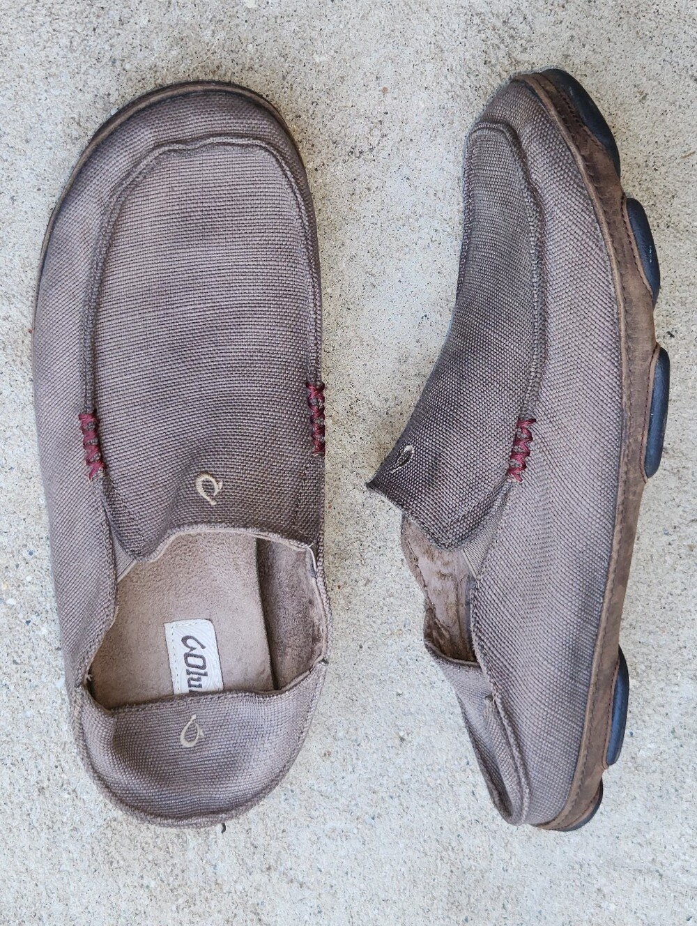 Olukai Moloa Kapa Slip On Canvas Brown Comfort Loafers Men's 12 Eu 45